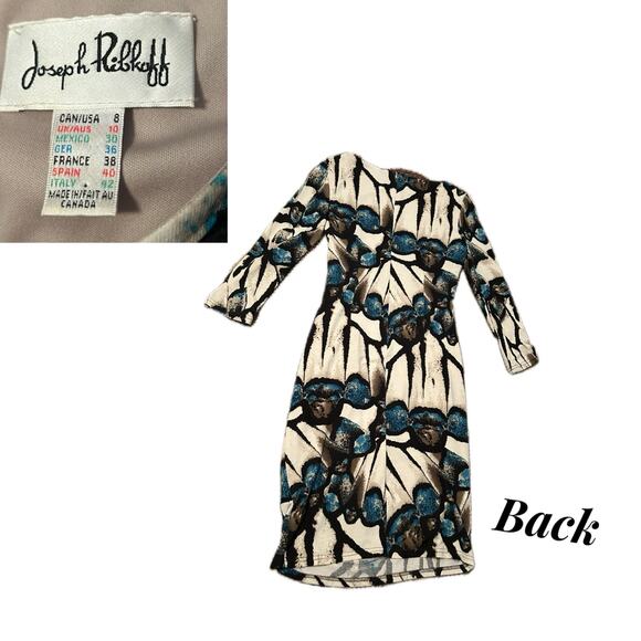 Joseph Ribkoff Blue abstract fitted Wiggle Dress / us 8 size - Picture 4 of 4